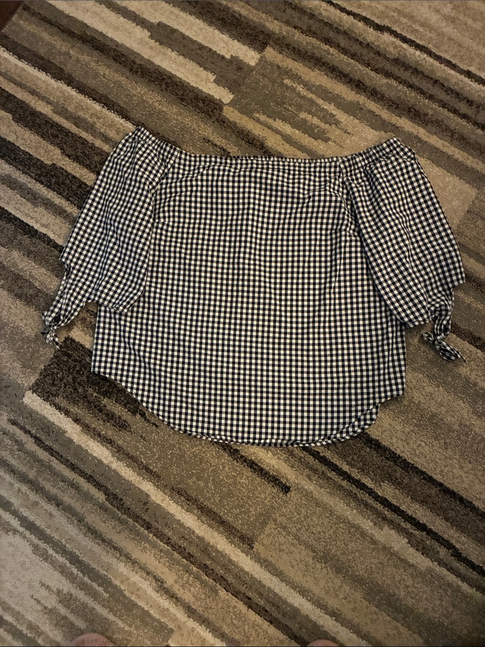 Faded Glory Black & White Gingham Off Shoulder Top XXL/20